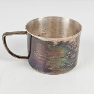 Vintage Towle electroplate silver baby child's mug bunny in bottom